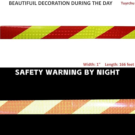 Reflective Tape Outdoor Waterproof 1 inch X 166 feet, High Visibility Hazard Conspicuity Warning Safety Industrial Marking Tape