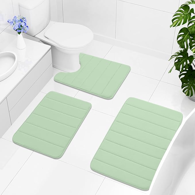 Buganda Memory Foam Bath Mat, 55" x 24", Ultra Soft and Non-Slip Bathroom Rugs, Water Absorbent and Machine Washable Bath Rug Runner for Bathroom, Shower, and Tub, Sage Green