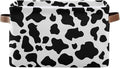 Black White Cow Skin Print Storage Basket Cube Storage Bins Organizer Bag Collapsible Closet Shelf Baskets with handle for Cloth Book 14.2×10.2×8.3 IN