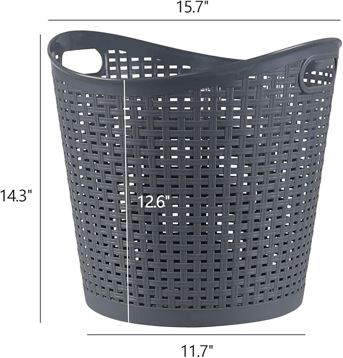 6-pack 30 Liter Large Storage Baskets, Plastic Laundry Hamper Basket