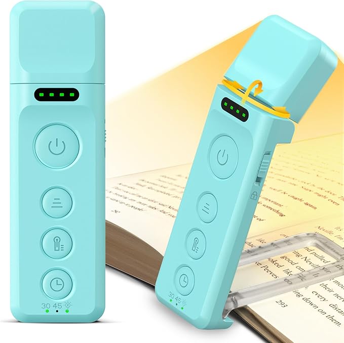 Glocusent 14 LED Sleep Aid Reading Light, Eye Caring Book Light for Reading in Bed, 3 Colors & 5 Brightness Stepless Adjustable, Rechargeable for 90 Hrs with Timer, Perfect Book Lamp for Bookworms