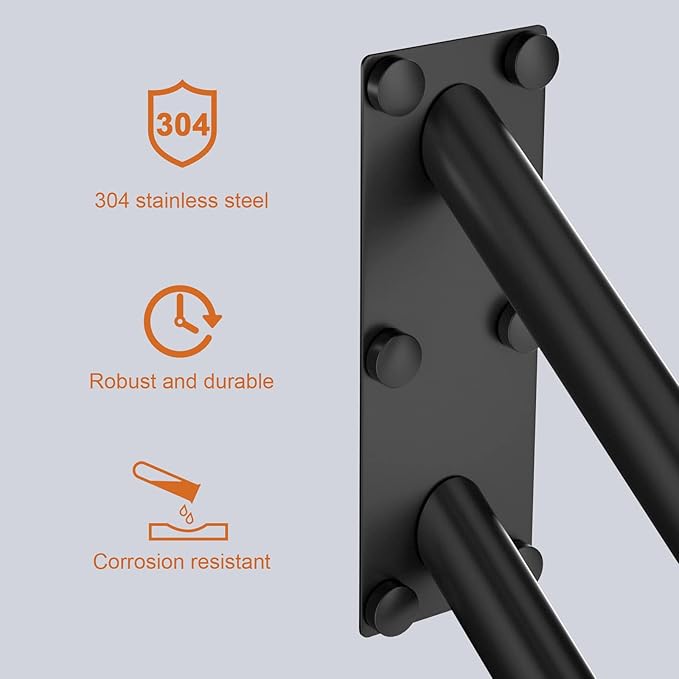 20 inch Stainless Steel Handrail for 1-3 Steps- 1.25" Tube, ZUEXT U Shaped Oil Rubbed Black Safety Grab Bar for Stairs, Wall Mounted Hand Railing for Outdoor Garage Entry Interior Exterior Stairway