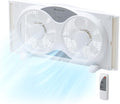 Comfort Zone Twin Window Fan with Remote Control, Removable Cover, Reversible, 9 inch, 3 Speed, 3 Function, Expandable, Exhaust, Airflow 8.40 ft/sec, Ideal for Home, Kitchen, Bedroom & Office, CZ310R