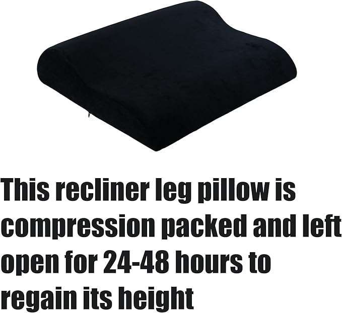 HOMBYS Extra Large Recliner Leg Pillow, Foam Foot Rest Cushion Wave Shape Recliner Footrest Extender, Multi Purpose Back & Lumbar Support Pillow for Bed, Sofa Couch, (Black)