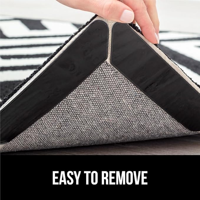 GORILLA GRIP 12 Pc Rug Gripper Pads Keep Area Rugs Corners from Curling, Reusable Double-Sided Stickers Holds Down Carpet in Place, Grips on Tile and Hardwood Floors Helps Prevent Sliding, Home Décor