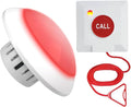 Bathroom Pull Cord Alarm with Call Bell Button Emergency Call Light System for Elderly Senior Caregiver Pager Disabled Person Toilet Alarm with 1 SOS Button and 1 Strobe Siren Receiver