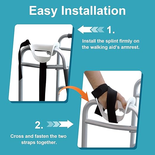 Left Walker Hand Support with Dual Anti-Slip Straps – Comfortable Splint for Elderly & Limited Hand Mobility Users, Easy to Use at Home/Outdoor