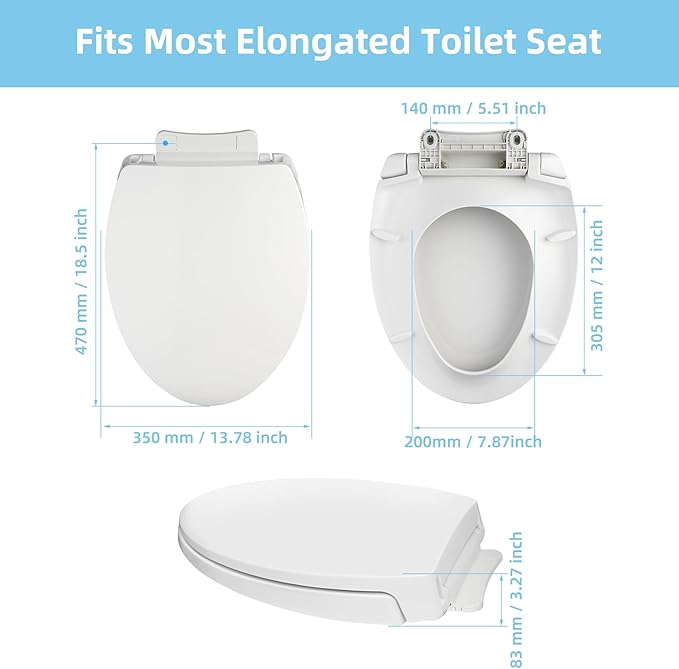 SS114 Toilet Seat Replacement Compatible with TOTO, Elongated Soft Close Toilet Seat for SS113/SS154/SS204/SS214/SS224, Transitional Heavy Duty Oval Toilet Seats, 2-Pack Toilet Bolts and Nuts, White