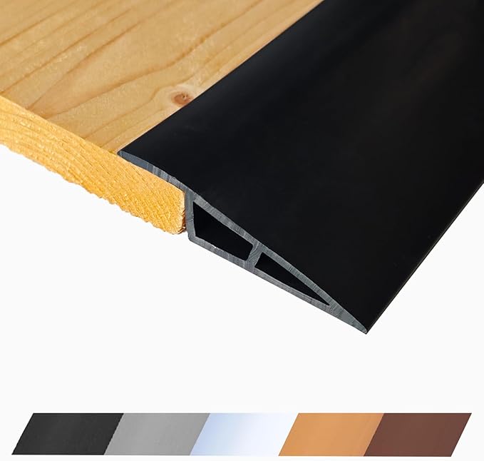 1/2" to 3/5" Height Threshold Ramp - Rubber Threshold, Floor Transition Strip, Wheelchair Ramp, Door Strip, Carpet to Tile Strip (Black, 40 inches)