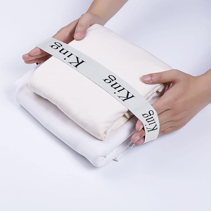 4PCS Bed Sheet Organizer Bands, Storage Labels and Sheet Keepers for Linen Closet - Elastic Bedding Straps for Foldable Bedsheet, Pillow Case, Duvet (King)