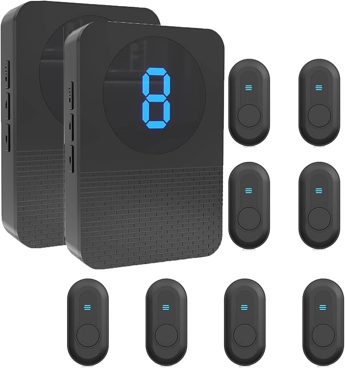 CallToU Caregiver Pager Wireless Call Button System Call Bell Alert Button Wireless Calling System for Elderly at Home/Deaf Eldrely/Clinic/Medical Institution/Nursing Home (CC22WH 8-2)