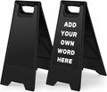 2 Pack 24 Inch Blank Floor Sign Black A-frame Foldable Caution Sign Stick/Write-On Double Sided Safety Warning for Pool Restaurant Restroom Office