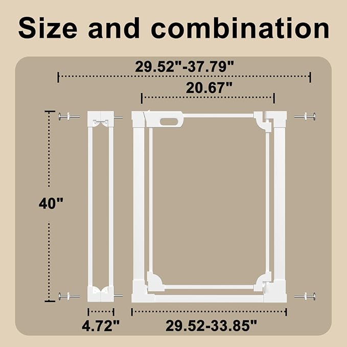 WAOWAO 40" Extra Tall Clear Acrylic Baby Gate for Dogs and Kids with Double Lock, 29.5"-37.37" Width, Safety Auto Close Pet Gate for Babies and Pets, Fits Doorways, Kitchen, and Entryways, White