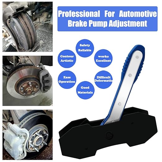 Brake Caliper Compression Tool, Brake Caliper Tool with 360 Degree Swing Ratchets, Caliper Piston Compressor Tool with 2PCS Steel Plates, Brake Caliper Press Tool with Brake Caliper Hooks, Blue