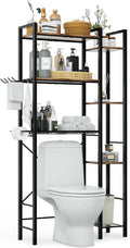 homyfort Over The Toilet Storage Cabinet, 3-Tier Bathroom Shelves Over Toilet, Easy Installation with Drain Basket, Side Rack, X Shape Side Guardrail, Freestanding Toilet Rack for Balcony, Laundry