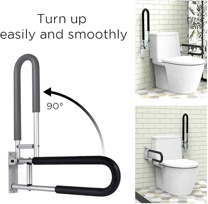 Handicap Grab Bars Rails 23.6 Inch Toilet Handrails Bathroom Safety Bar Hand Support Rail Handicapped Handrail Accessories for Seniors Elderly Disabled Mounted Bath Grips