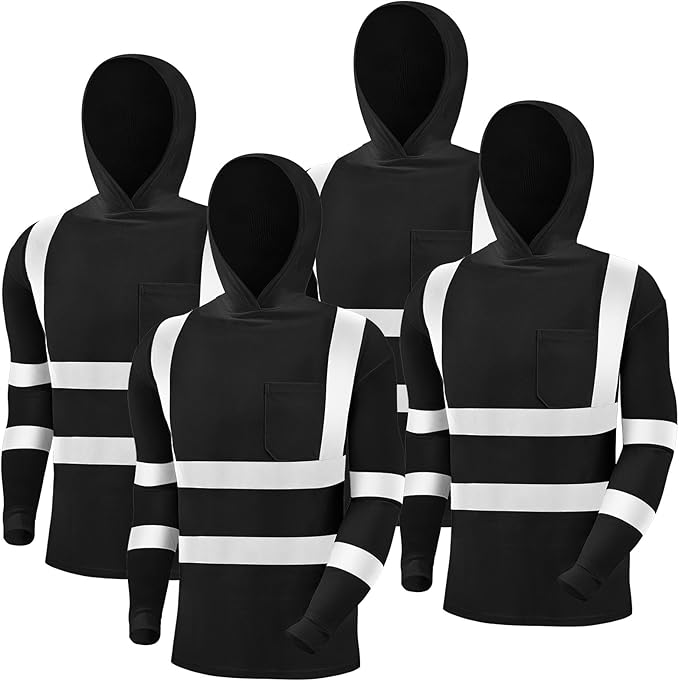 Amylove 4 Pcs Reflective Safety T Shirt High Visibility Work Shirts Sun Protection Construction