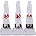 BESEA No Parking Cone 3 Pack, 28" No Parking Sign Cone with Weighted Base, White 4-Sided “ NO Parking” Warning Cone for Driveways Business Parking Lots Garages Indoor/Outdoor