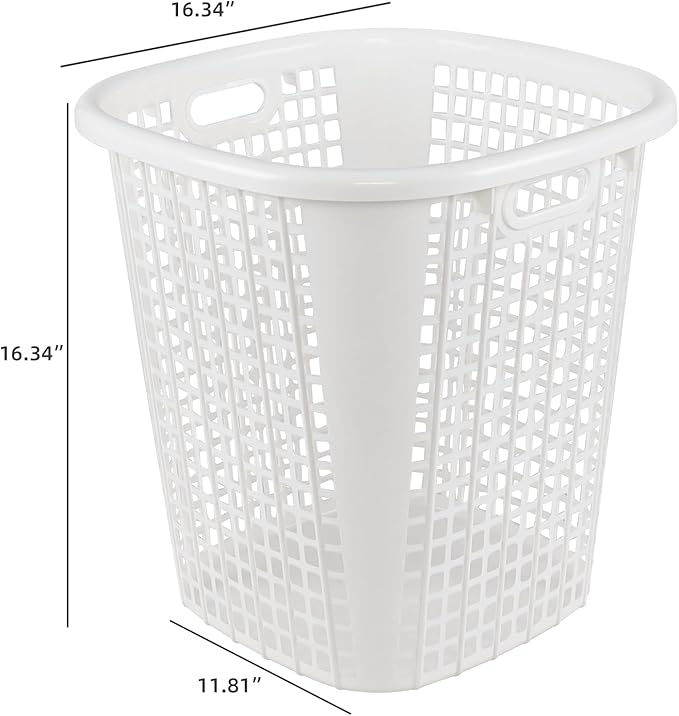 Plastic Laundry Basket Hamper Organizer with Built-In Carry Handles, Tall Hamper for Closet, Dorm, Bedroom, 6 Pack, White