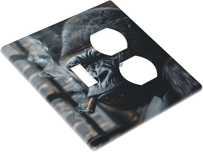 Funny Animal Smoking Black Orangutan Wallplates 1 Toggle 1 Duplex Switch Plate Electrical GFCI Faceplate Decorative Light Switch Covers for Farmhouse Home Office Decor