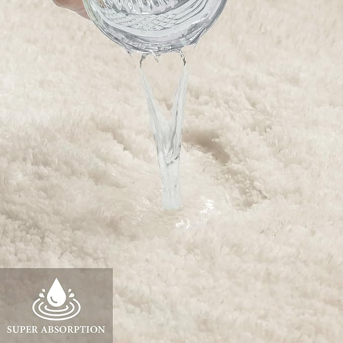 MIULEE Microfiber Toilet Bath Mat U-Shaped Contour Shaggy Bathroom Rugs Non Slip Extra Thick Soft Bath Rug Absorbent Water for Bathroom Commode Machine Washable(20x24 Inch, Ivory)