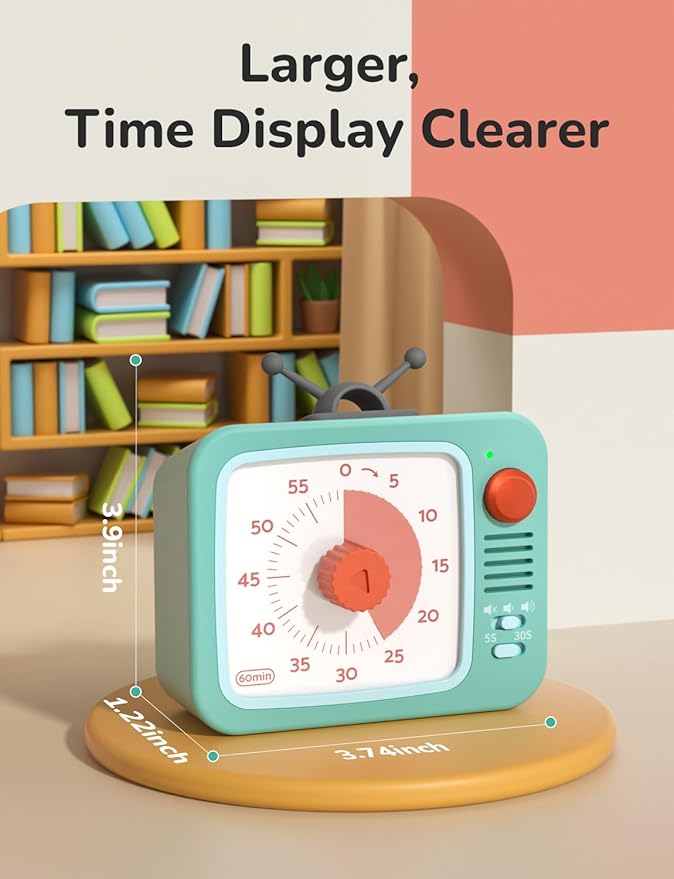 LIORQUE Visual Timer for Kids with Pause Function, 60-Minute Countdown Timers for Classroom Office Kitchen with Silent Operation, Kids Timer for Teaching