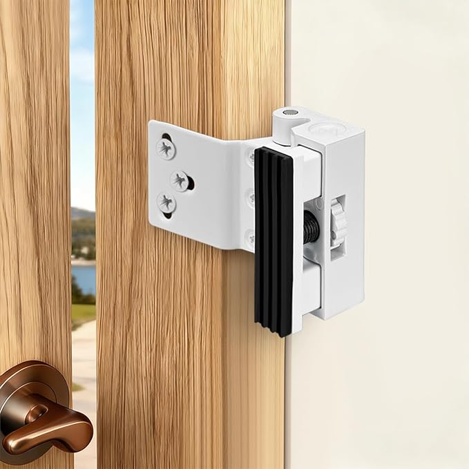 INIRET Adjustable Home Security Door Reinforcement Lock，Heavy Duty Zinc Alloy Door Lock,Childproof Safety Door Lock，Security Device for Enhanced Safety,Prevents Unauthorized Entry (1, White)