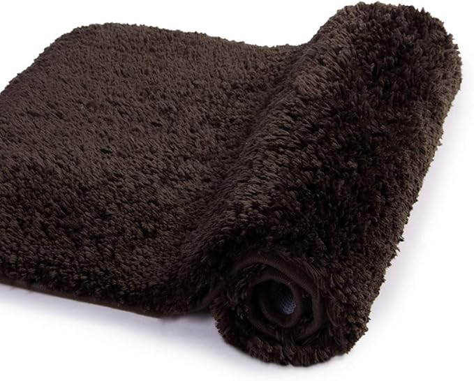 Walensee Large Bathroom Rug (24 x 48, Brown) Extra Soft and Absorbent Shaggy Bath Mat, Machine Washable Microfiber, Non Slip Luxury Floor Mat