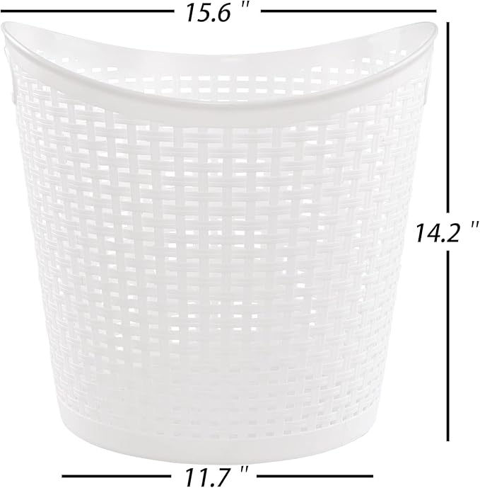 Begale 6-Pack Large Plastic Storage Baskets, 30 L Round Plastic Laundry Baskets, White