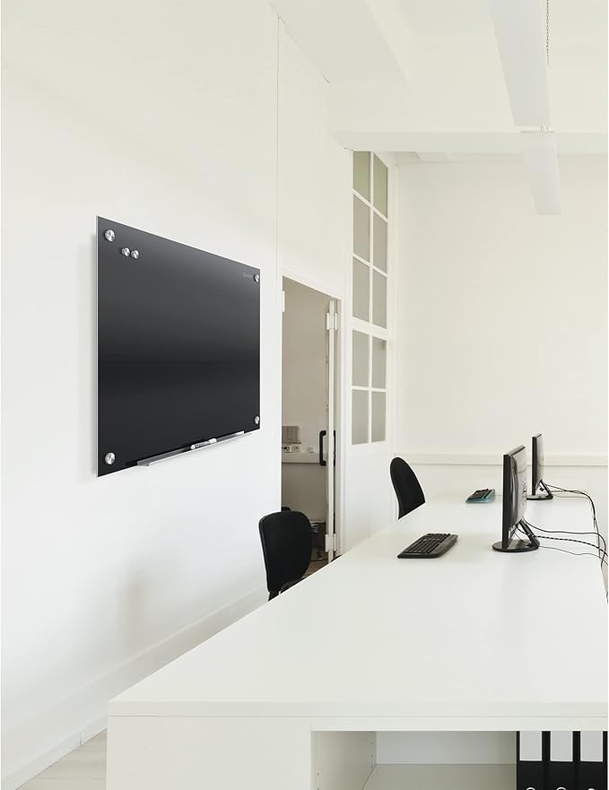 Quartet Magnetic Dry Erase Board, 96" x 48" Glass Whiteboard for Wall, Infinity, Black (G9648B)