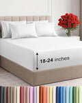 Extra Deep Full Sheet Set - 6 Piece Breathable and Cooling Sheets - Hotel Luxury Bed Sheets Set - Easy & Secure Fit - Soft, Wrinkle Free and Comfy Sheets Set - White Sheet Set with Extra Deep Pockets