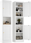 2-Door Metal Storage Cabinet, Tall Slim Pantry Organizer with 3 Adjustable Shelves (120LBS/Shelf), Anti-Tipping Waterproof Cabinet for Bathroom/Kitchen/Home Office/Small Spaces, (1PC,White)