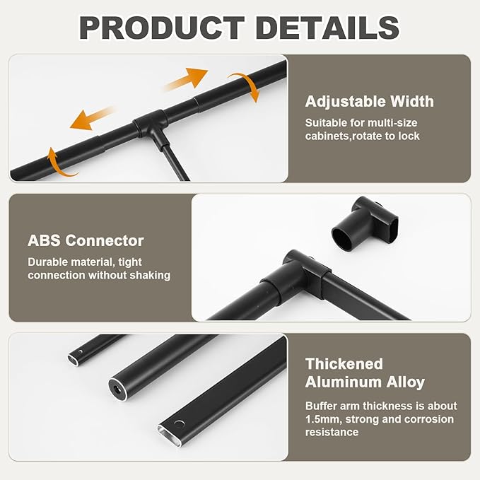 YJINGRUI Pull Down Closet Rod, 120° Pull-down Wardrobe Hanger with Lift Damping System, 55lb Adjustable Clothing Rack for Cloakroom/Bedroom/Balcony (25.6"-33.4")