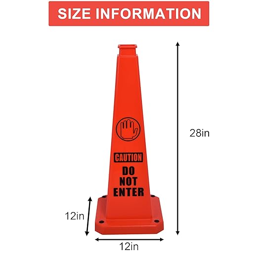 OrangeStar 6-Pack 28" Do Not Enter Cones, Large 4-Sided No Entry Message Safety Cones with Heavy Rubber Base for Indoor Outdoor Use, Traffic Control, Security, Warehouse Safety