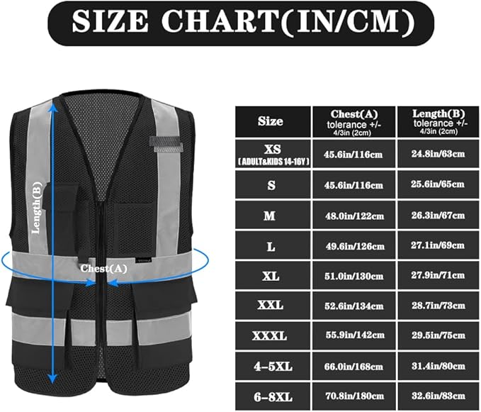 A-SAFETY 6xl 7xl 8xl Mesh black safety vest 6xl 7xl 8xl