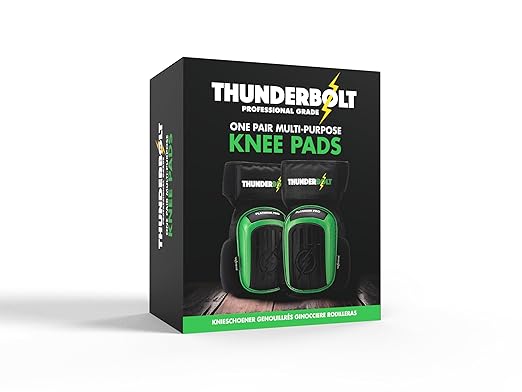 Thunderbolt Knee Pads for Men Construction Knee Pads for Work for Men and Women with Double Gel for Gardening Flooring Roofing Heavy Duty with Extra Thick Foam and Strong Adjustable Non-Slip Straps