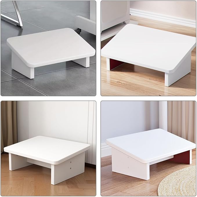 COHEALI Wooden Footrest Stool Warm White Multi-Functional Ergonomic Step Stool for Office Home Use Lightweight Stable Support for Foot and Back Comfort