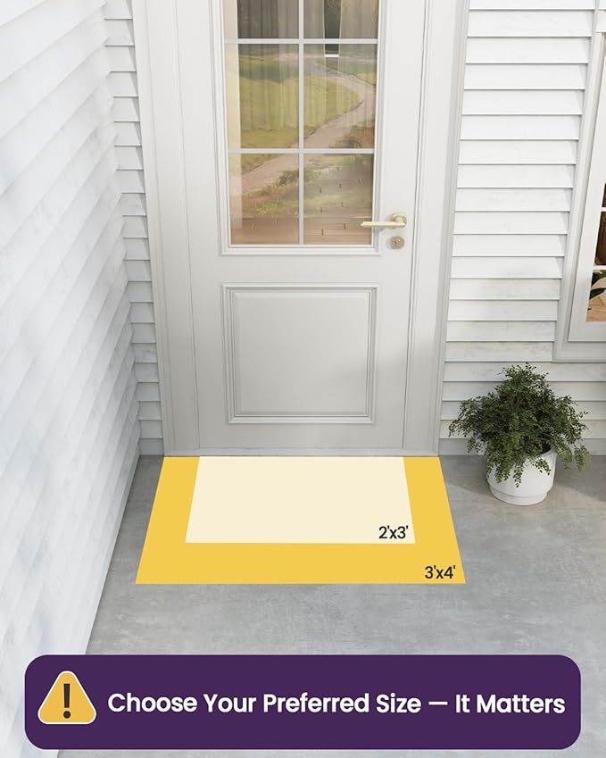 DEXI Front Door Mat Outside Entrance, 36x48 Heavy Duty Non-Slip Rubber Entry Mats, Dirt Trapping Waterproof Low-Profile Welcome Doormat for Entryway, Black