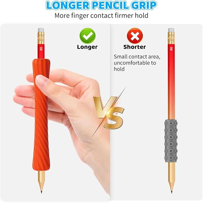 4-Pack Textured Silicone Pencil Grips-Autism Anxiety Relief for Kids & Adults,ADHD Tools & Sensory Focus,Quiet Classroom&Travel Fidget Tool for Focus,Keep Calm.
