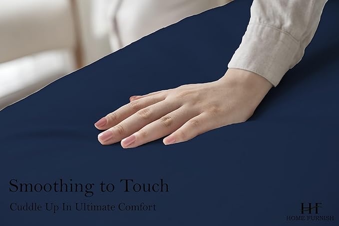 Top Split King Fitted Sheet Only for Adjustable beds, Split Down 39 inches from The Top, 600 Thread Count 100% Cotton Half Split Flex Head Fitted Sheet for Sleep Number Beds, Navy Blue