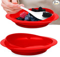 2Pack Spill Proof Scoop Plate with Non-Skid Suction Base, Adaptive Self-Feeding Dinnerware for Elderly and Disabled(Red)
