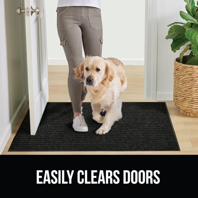 GORILLA GRIP Waterproof Traffic Guard Door Mat, 70x24, Heavy Duty Entryway Mats, Strong Rubber Back Commercial Utility Rugs for Office Hallway, Garage Floor and Home, Low Profile Carpet Runner, Black