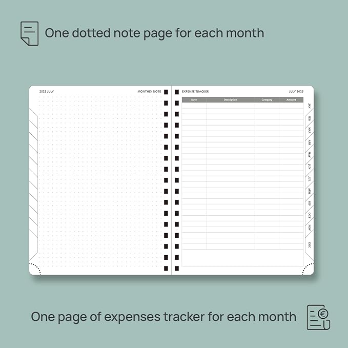 POPRUN Monthly Planner 2025-2026 Spiral Bound (6.5" x 8.5") 18 Months Calendar (Jul 2025 - Dec 2026) - 4 Pages per Month with Monthly Expense & Notes, Sunday Start, Leather Cover - Night Sky Blue