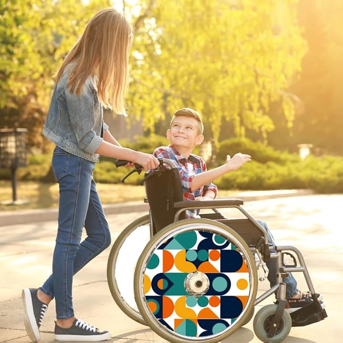 Designer Cover for Wheelchair Wheels, Enhances Aesthetics, Easy Install/Remove, Lightweight, New Matt Finish (Geometric Shapes)