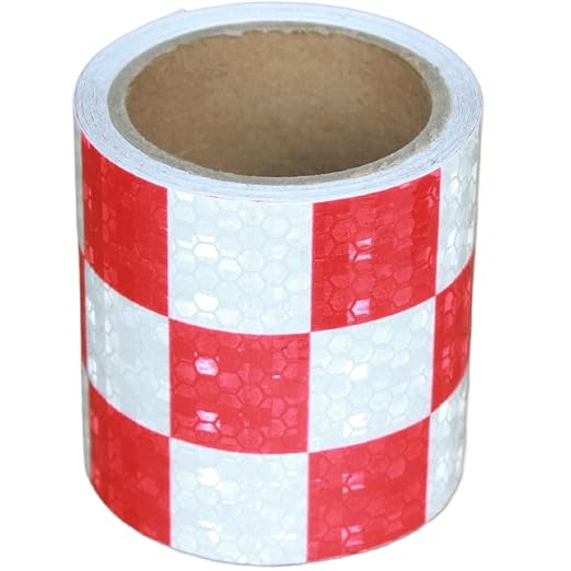 Red and White Reflective Tape Outdoor Waterproof 3 inch X 10 feet, High Visibility Conspicuity Safety Industrial Marking Tape