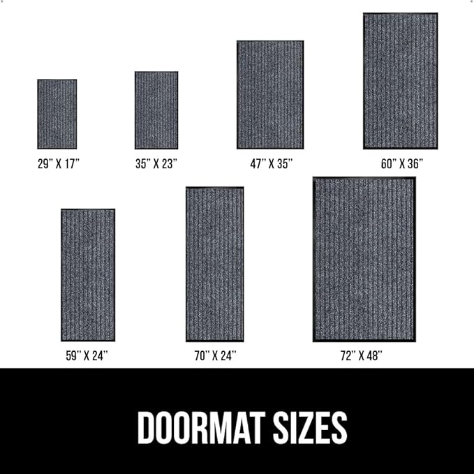 GORILLA GRIP Waterproof Traffic Guard Door Mat, 72x48, Heavy Duty Entryway Mats, Strong Rubber Back Commercial Utility Rugs for Office Hallway, Garage Floor and Home, Low Profile Carpet, Charcoal Gray