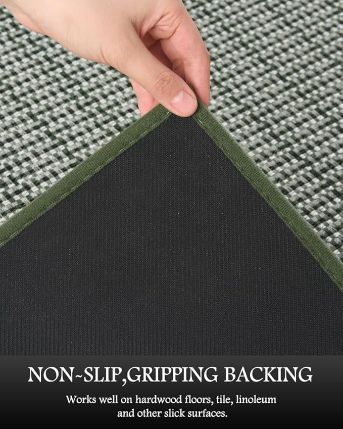 PADOOR Non Slip Kitchen Rugs Sets of 2 - Extra Large 2.5'x6' + 20"x32" Runner Rugs for Kitchen Floor Non Skid Washable, Absorbent Kitchen Mat for in Front of Sink 2 Piece Green