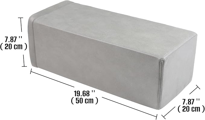 2 Pack Couch Arm Rest Pillow, 8''x8''x20'' Faux Leather Waterproof Cover, High Density Foam Armrest Cushion, Removable & Washable Elbow Support for Sofa, Bed, and Armchair (Medium Grey)