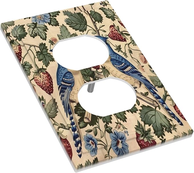 Outlet Covers Vintage Floral Bird Strawberry Thief William Morris 1 Gang Duplex Wall Plate Decorative Switch Plates Electrical Receptacle Faceplate Light Switch Cover for Bedroom Home Decor