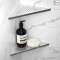 8'' Corner Shower Shelf 2 Pack, 304 Stainless Steel Grout in Shelves for Tiled Wall, Recessed Bathroom Shelf Rack, No Drilling Needed (8'', Silver)